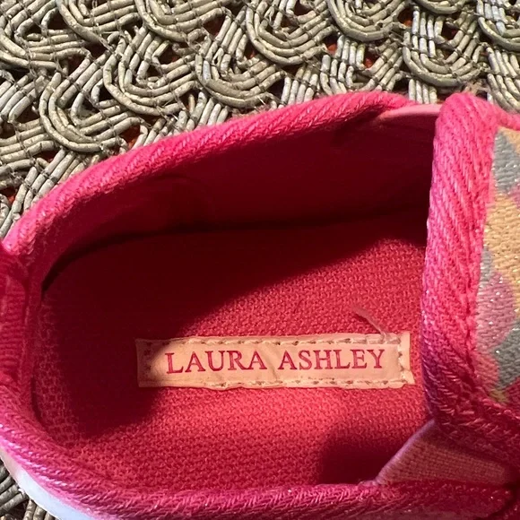 Laura Ashley size 3 Pink and Blue Checkered Kids Sneakers. Worn once - Picture 3 of 4